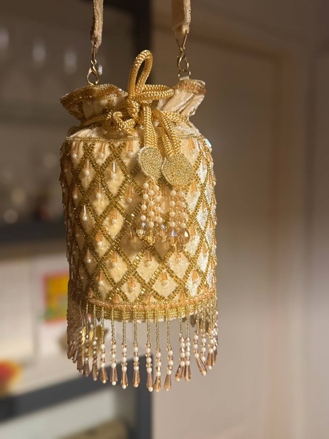 Handmade Velvet Pearl & Beaded Hand Purse | Elegant Statement Evening Clutch with Top Handle