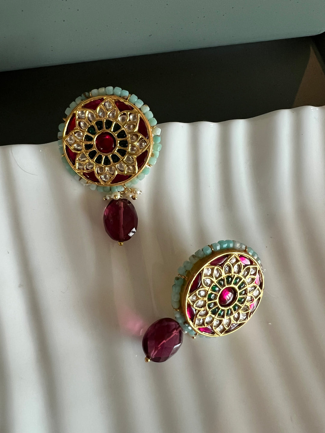 Elegant Jadau Kundan 925 Silver Earrings
