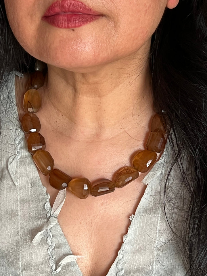 Exquisite Natural Honey Calcite Necklace - Premium Quality Craftsmanship