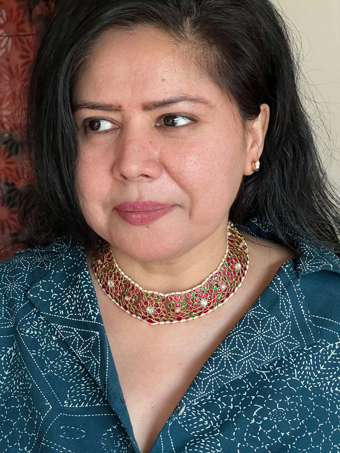 Elegant 925 Silver Jadau Kundan Necklace Set