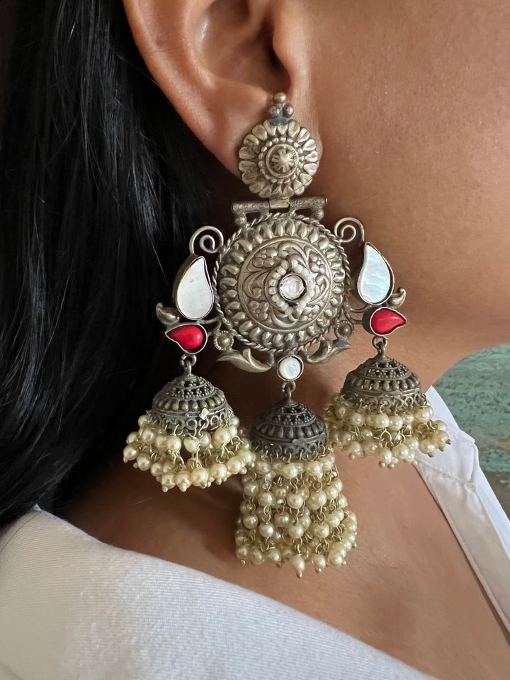 Triple Layered Jhumki Tribal Earrings