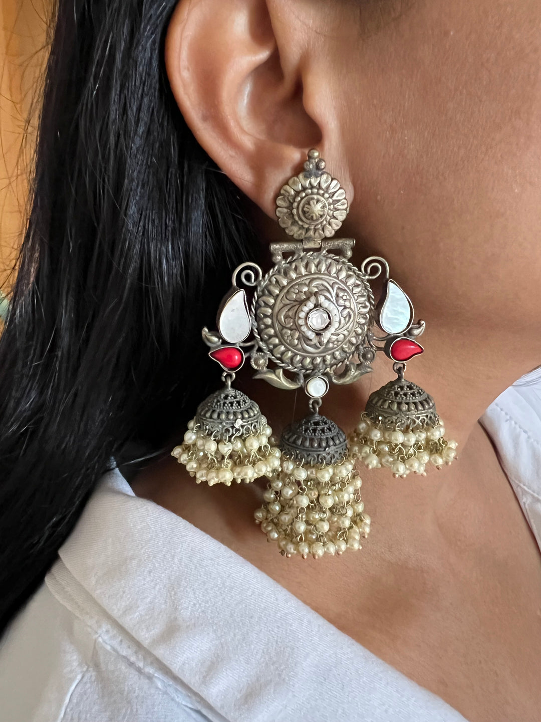 Triple Layered Jhumki Tribal Earrings