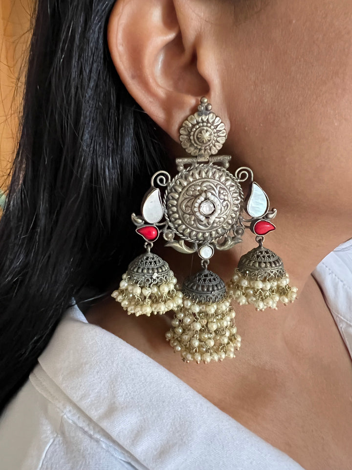 Triple Layered Jhumki Tribal Earrings