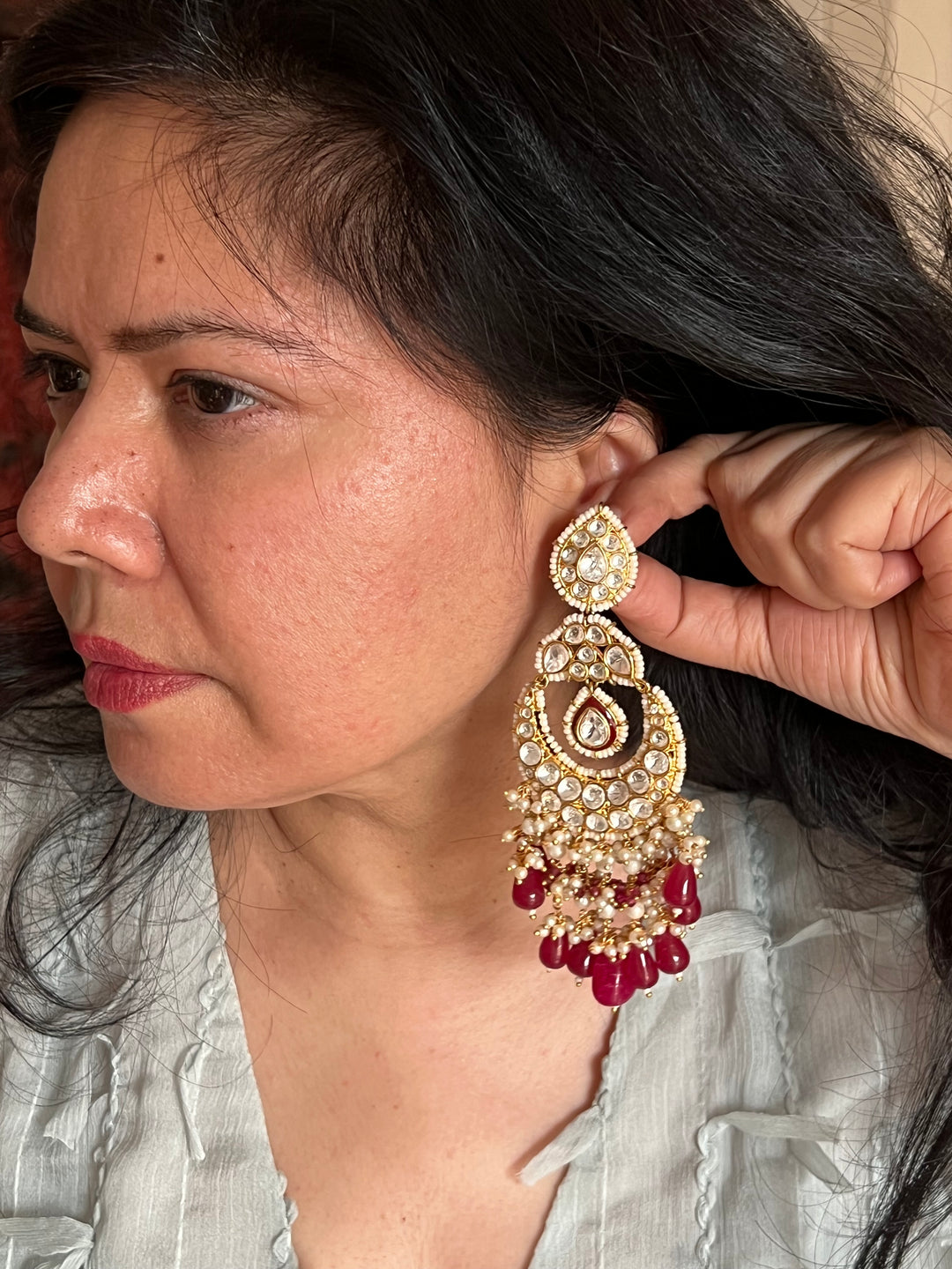 Beautiful Pearl and Kundan Chandbalis - Premium Quality, Exquisite Craftsmanship