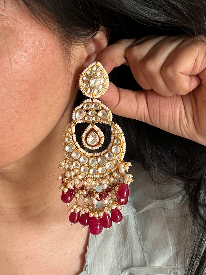 Beautiful Pearl and Kundan Chandbalis - Premium Quality, Exquisite Craftsmanship