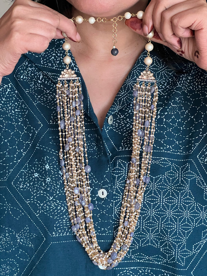 SHIVKA Pure 925 Silver with Real Lapis Lazuli Stones Necklace