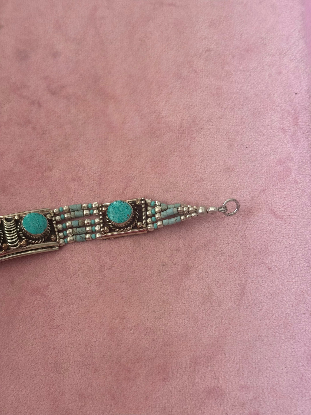 Handcrafted Turquoise German Silver Bracelet, Indian Jewelry