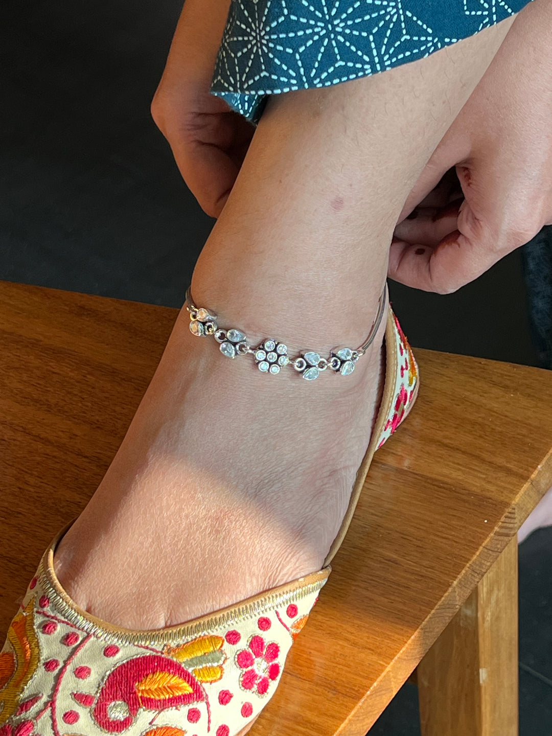 Pure 925 Silver Anklets- Set of 2