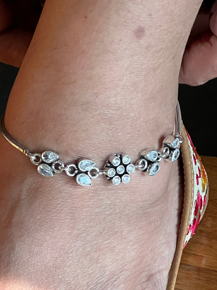 Pure 925 Silver Anklets- Set of 2