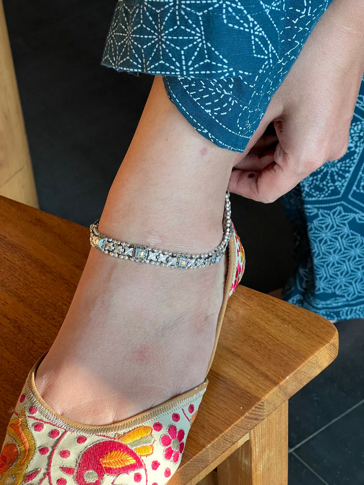 Pure 925 Silver Marcasite Anklets- Set of 2