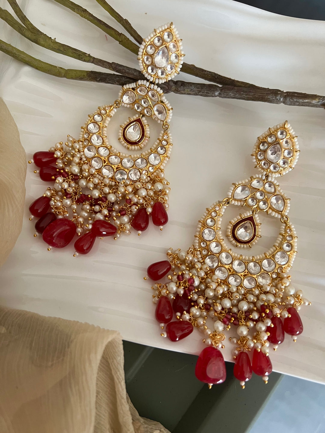 Beautiful Pearl and Kundan Chandbalis - Premium Quality, Exquisite Craftsmanship