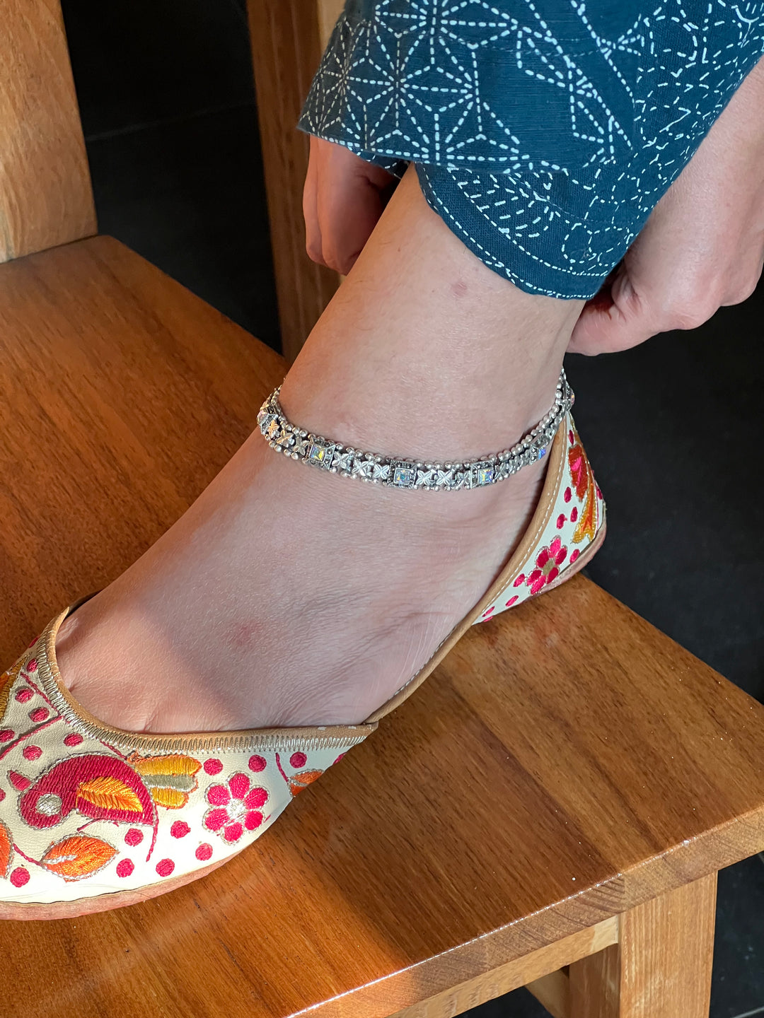 Pure 925 Silver Marcasite Anklets- Set of 2