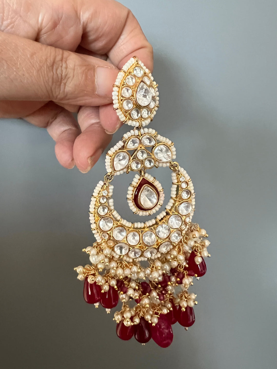 Beautiful Pearl and Kundan Chandbalis - Premium Quality, Exquisite Craftsmanship