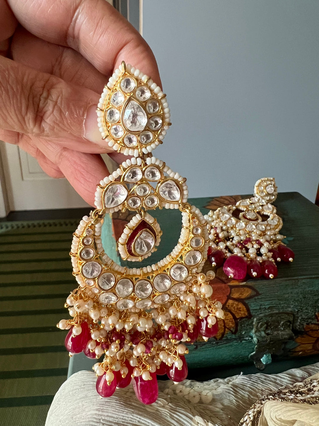 Beautiful Pearl and Kundan Chandbalis - Premium Quality, Exquisite Craftsmanship