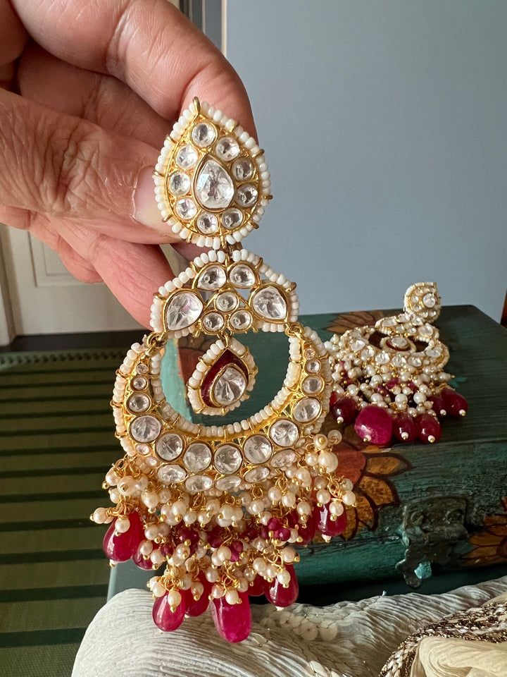 Beautiful Pearl and Kundan Chandbalis - Premium Quality, Exquisite Craftsmanship