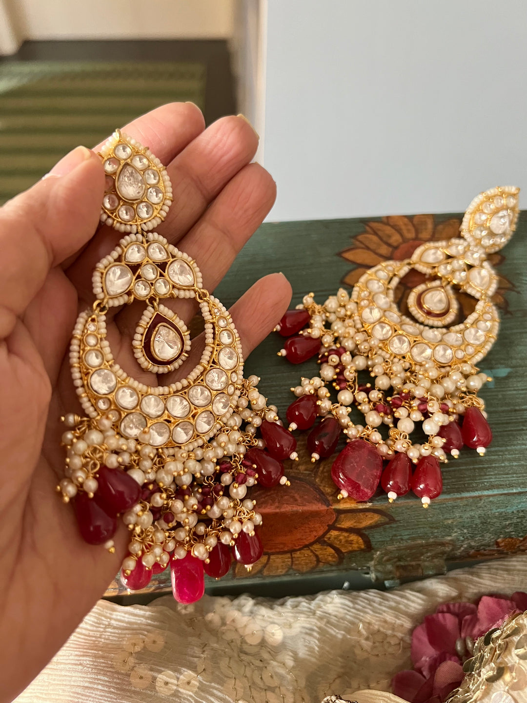 Beautiful Pearl and Kundan Chandbalis - Premium Quality, Exquisite Craftsmanship