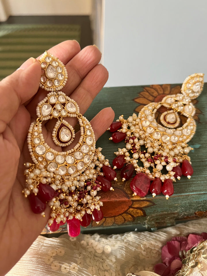 Beautiful Pearl and Kundan Chandbalis - Premium Quality, Exquisite Craftsmanship