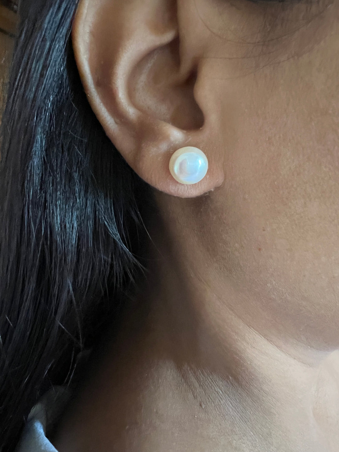 Asymmetric Beaded Necklace with Pearl Studs