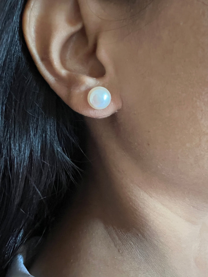 Asymmetric Beaded Necklace with Pearl Studs