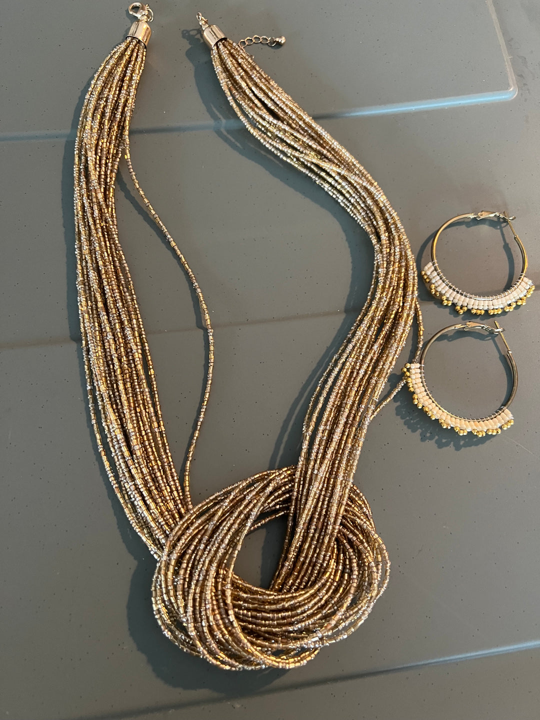 Knotty Necklace with Statement Earrings