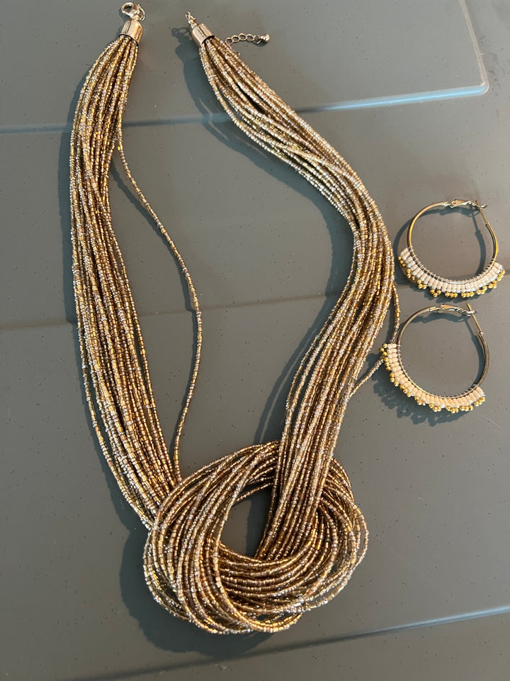 Knotty Necklace with Statement Earrings