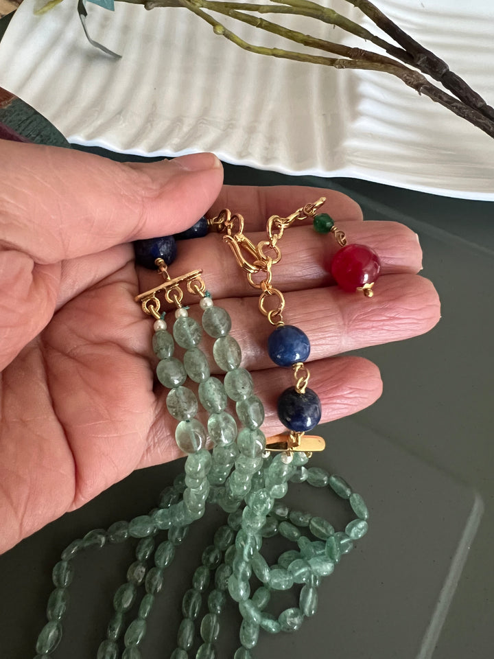 Exquisite Lord Srinath Ji Pendant Kempu Necklace - Elevate Your Elegance