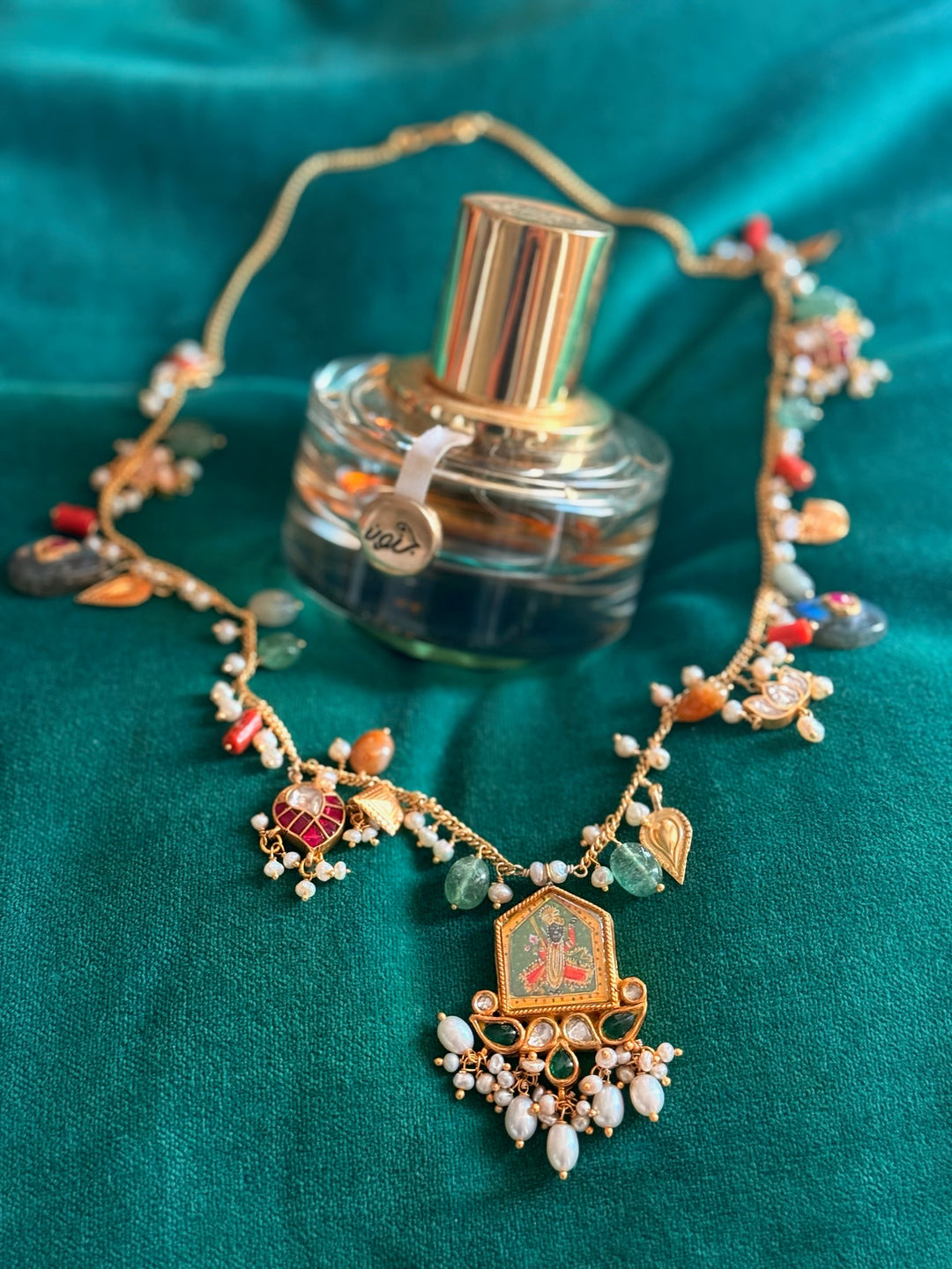 Handmade 925 Silver Balaji Multi Gemstone Necklace | SHIVKA