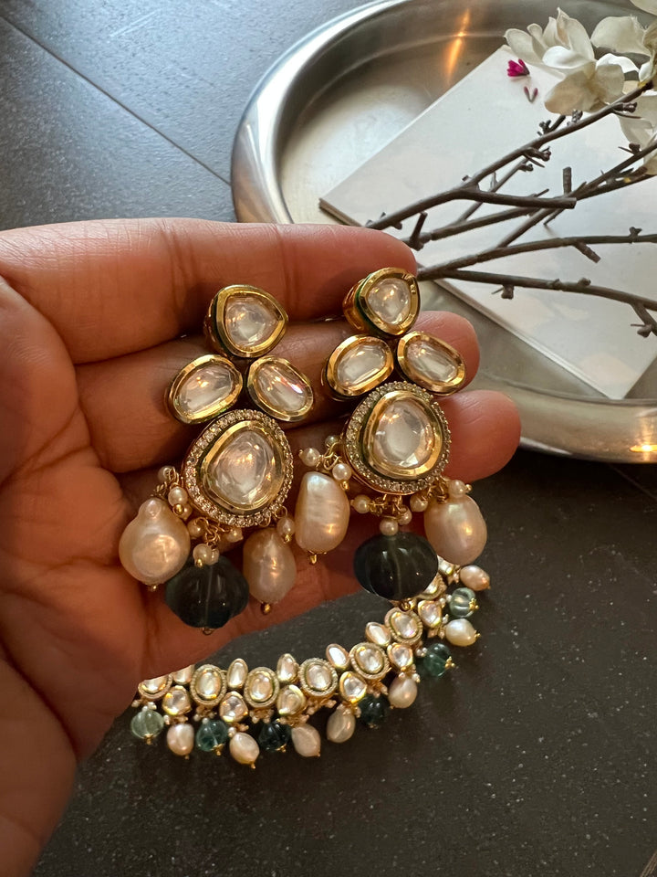Polki Kundan Necklace with Earrings