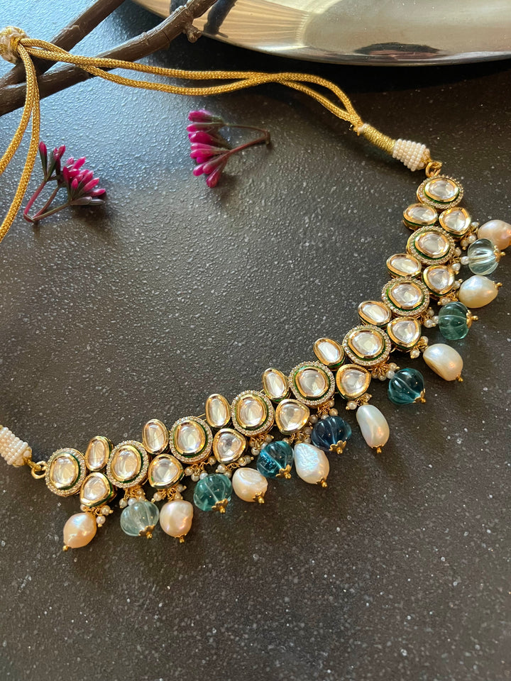 Polki Kundan Necklace with Earrings