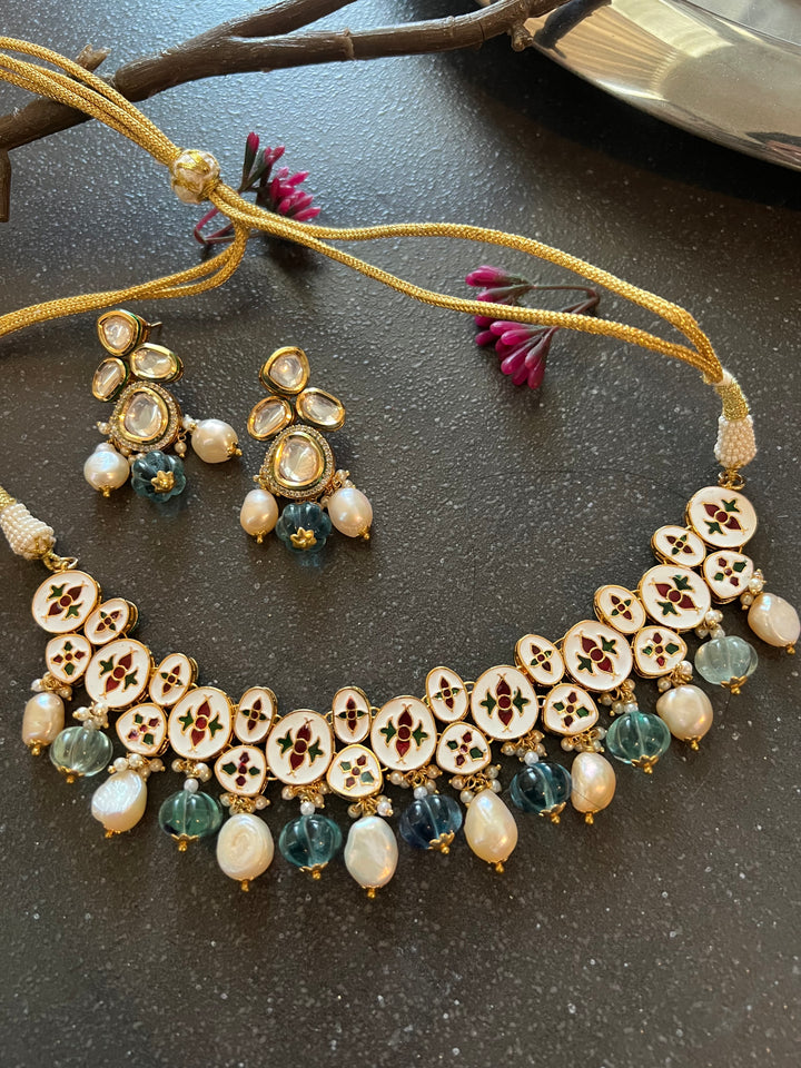Polki Kundan Necklace with Earrings
