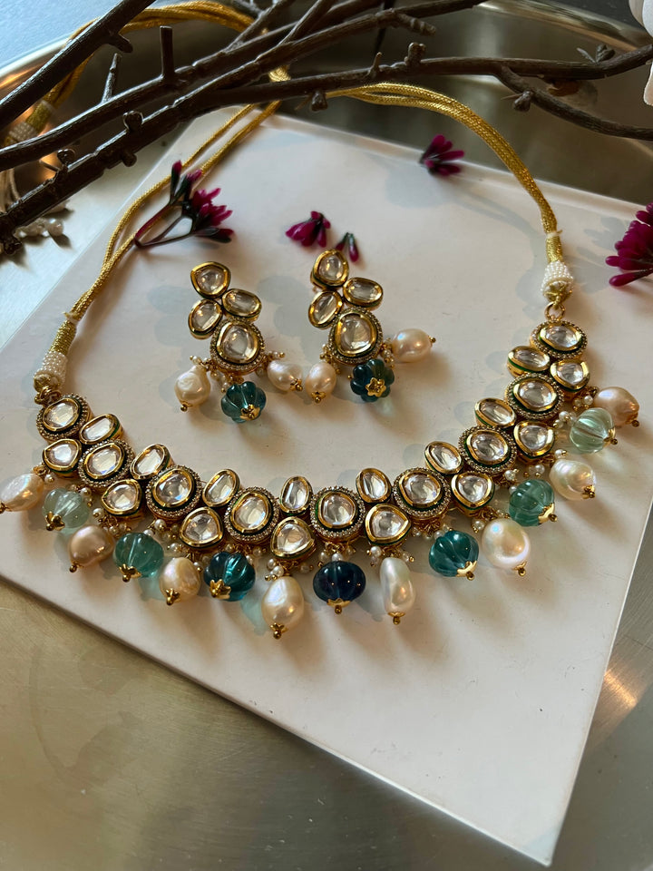 Polki Kundan Necklace with Earrings