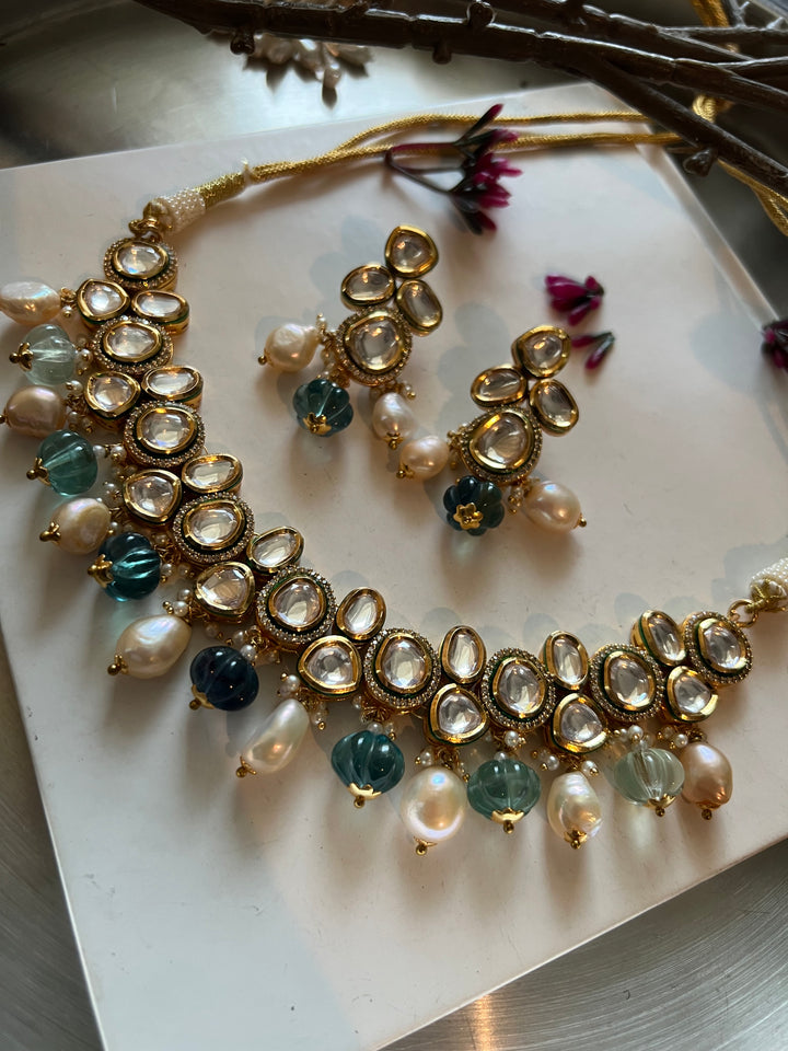 Polki Kundan Necklace with Earrings