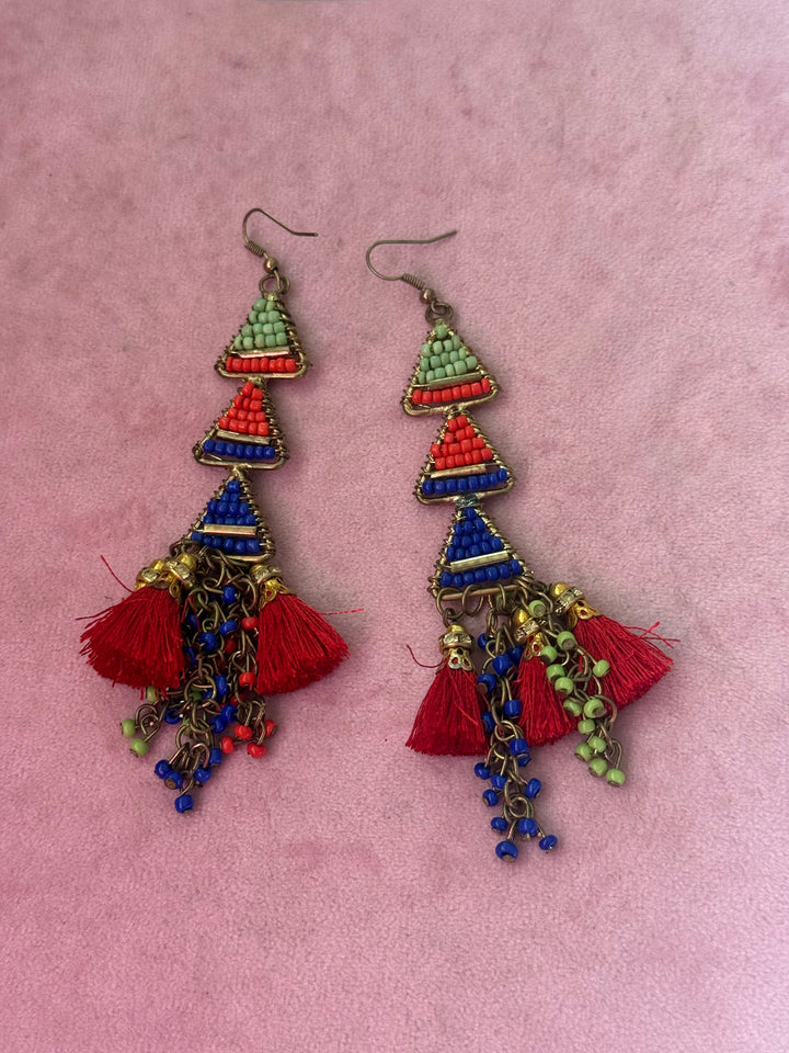 Beads and Silk Thread Earrings