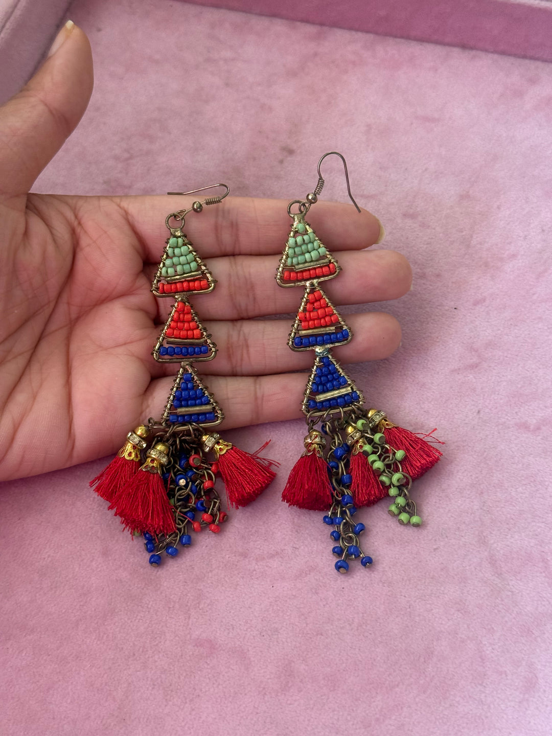 Beads and Silk Thread Earrings