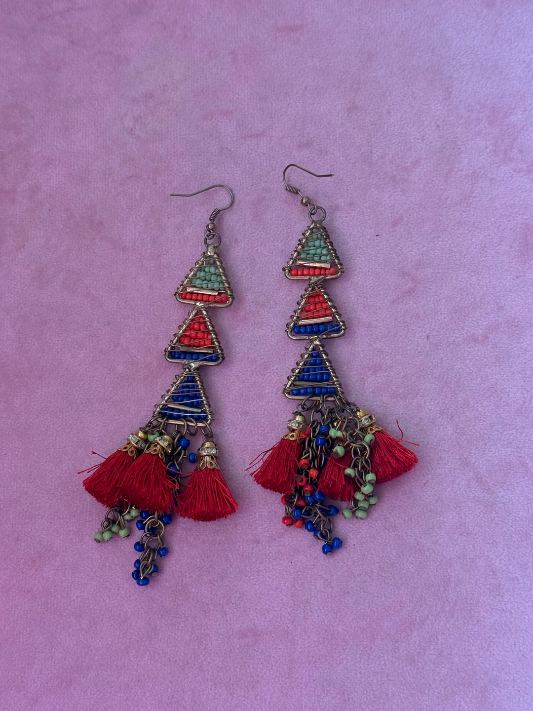 Beads and Silk Thread Earrings