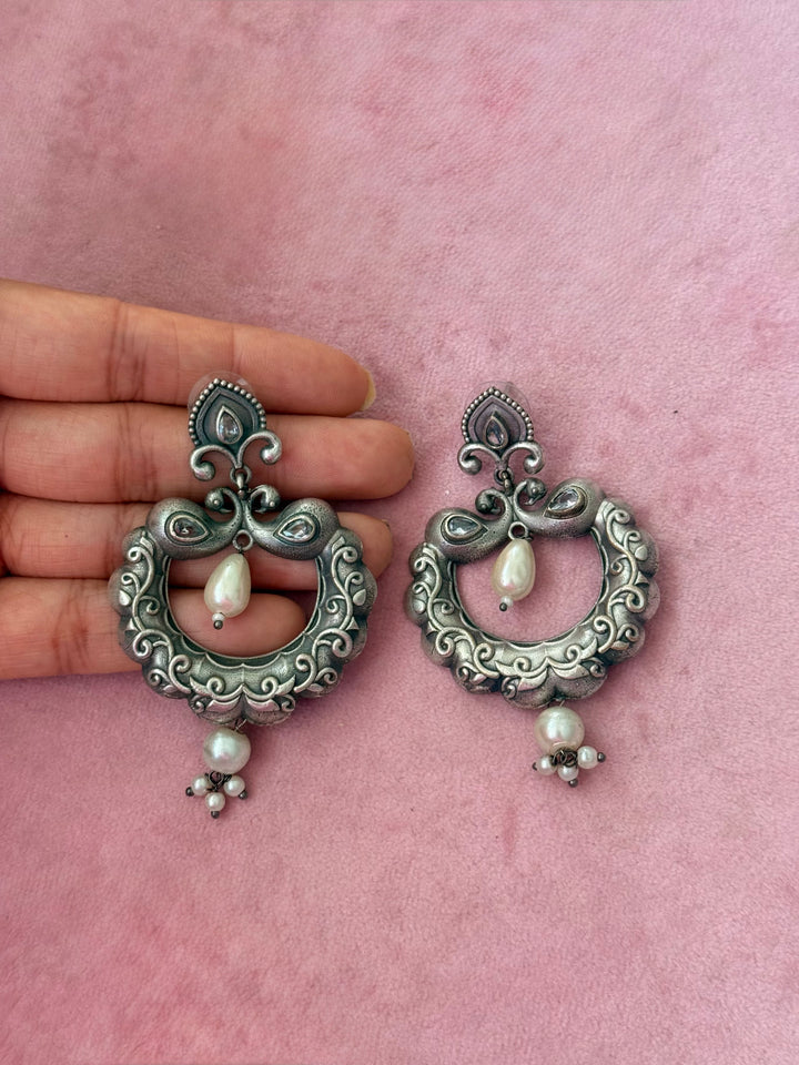 Handmade Designer Brass Earrings | SHIVKA | 7x4.5 cm | 28g Pair | Push Back | Statement Gift Jewelry