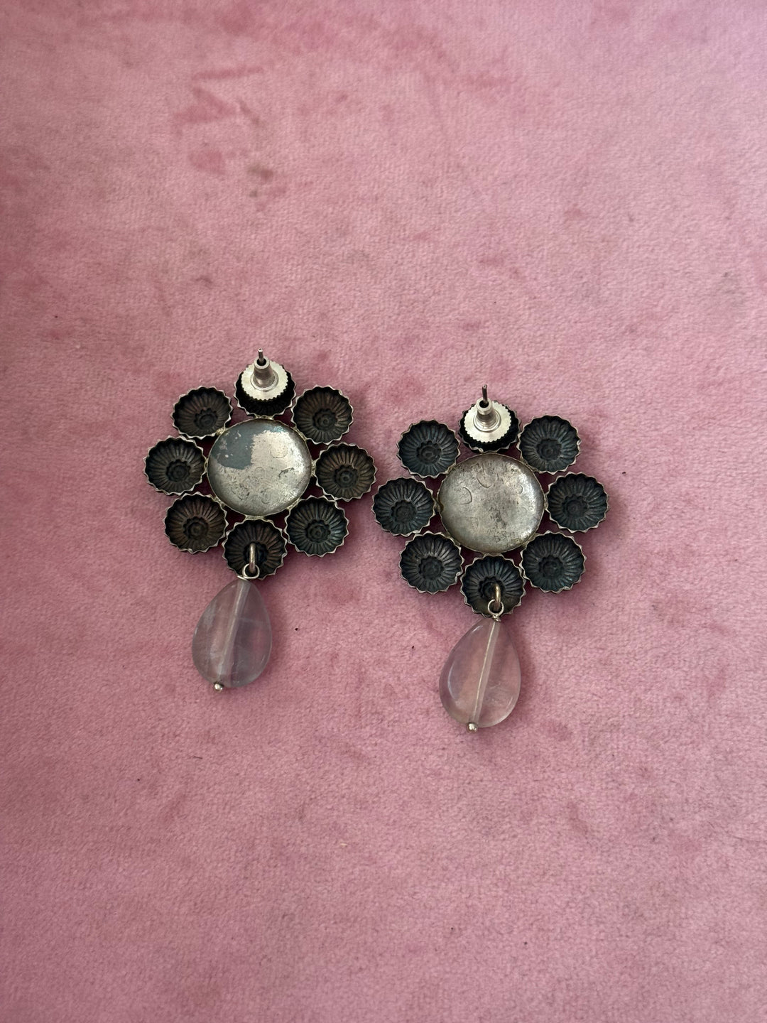 Tribal Fluorite Drop Brass Earrings | Lightweight Statement Earrings | SHIVKA