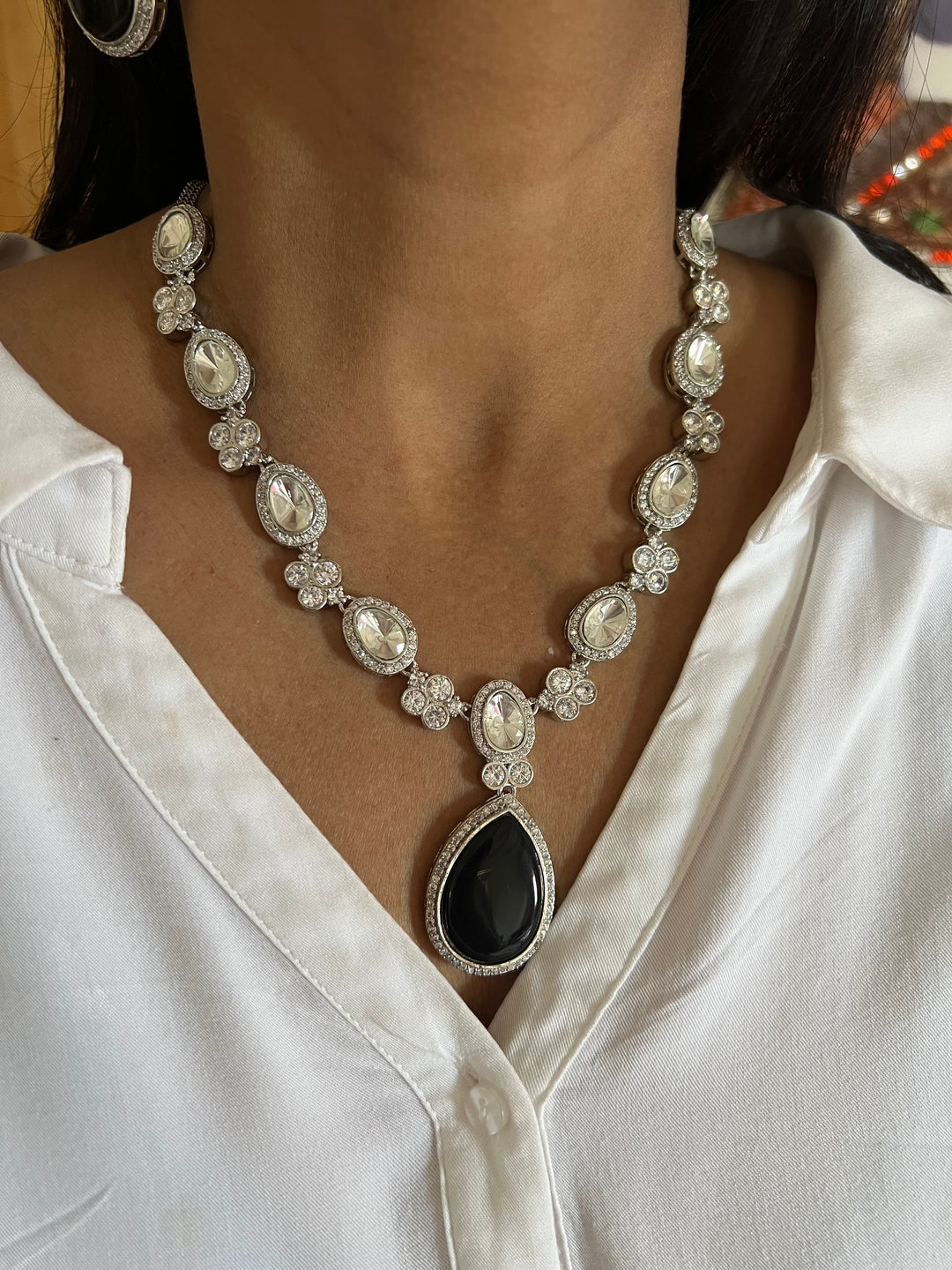 Victorian Kundan Necklace with Earrings