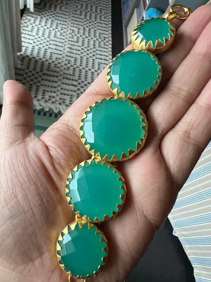 Handmade Brass Stone Choker | Adjustable Modern Gold Polish Necklace by SHIVKA