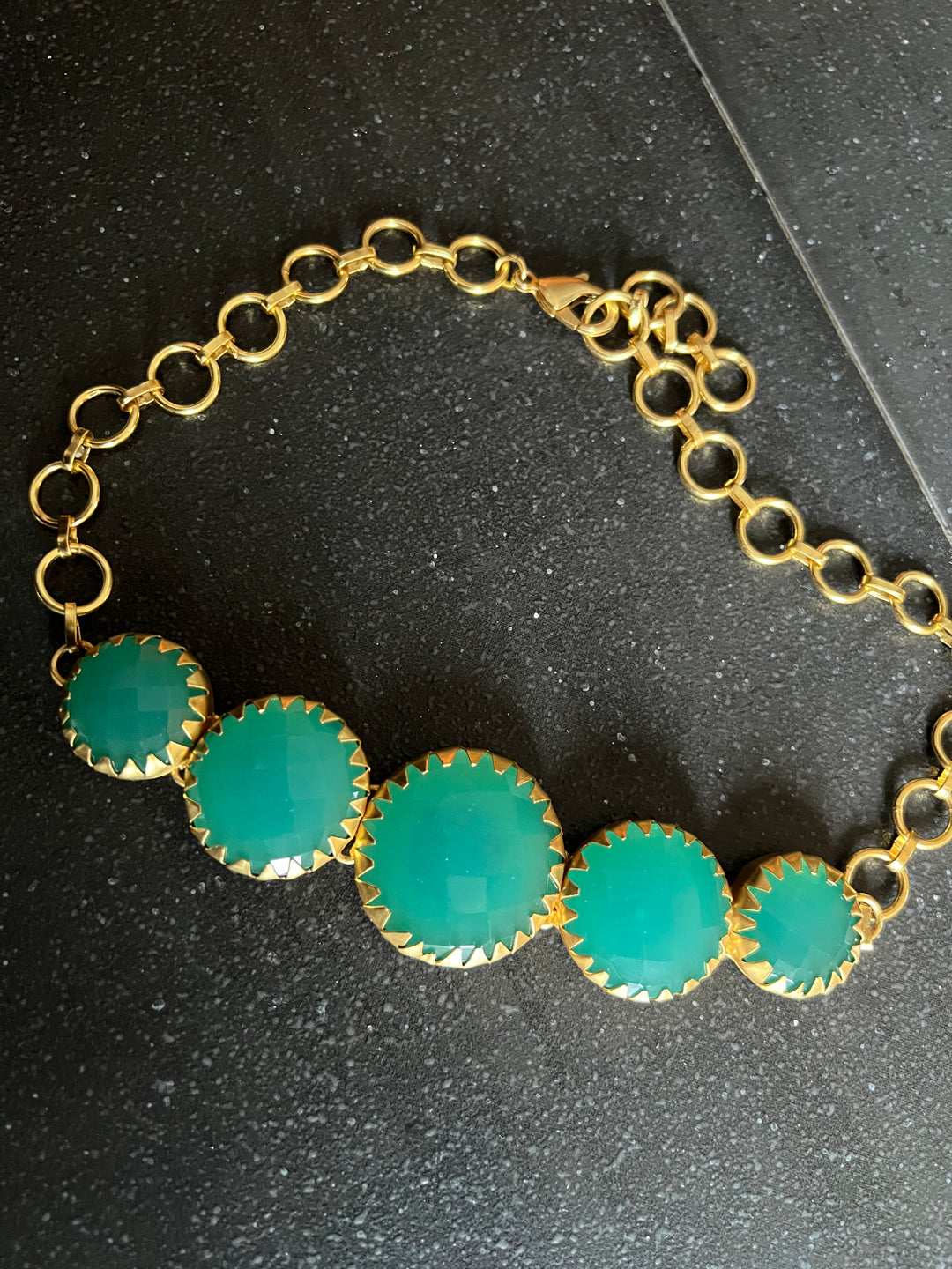 Handmade Brass Stone Choker | Adjustable Modern Gold Polish Necklace by SHIVKA