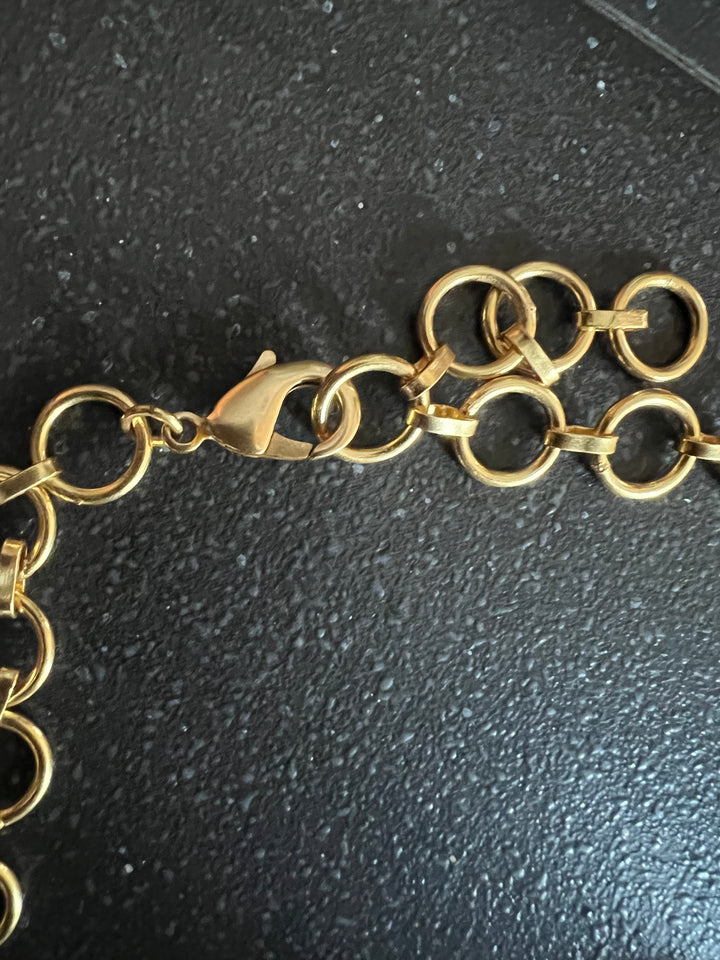 Handmade Brass Stone Choker | Adjustable Modern Gold Polish Necklace by SHIVKA