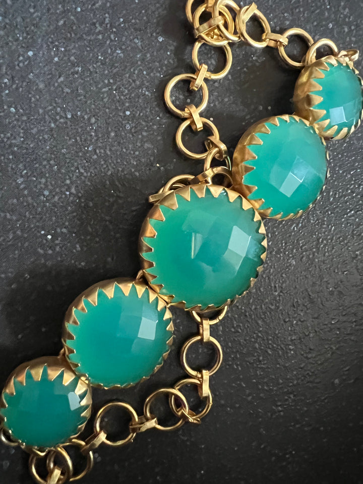 Handmade Brass Stone Choker | Adjustable Modern Gold Polish Necklace by SHIVKA