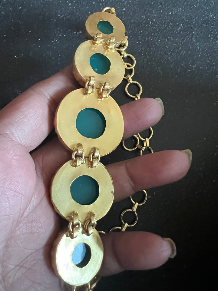 Handmade Brass Stone Choker | Adjustable Modern Gold Polish Necklace by SHIVKA