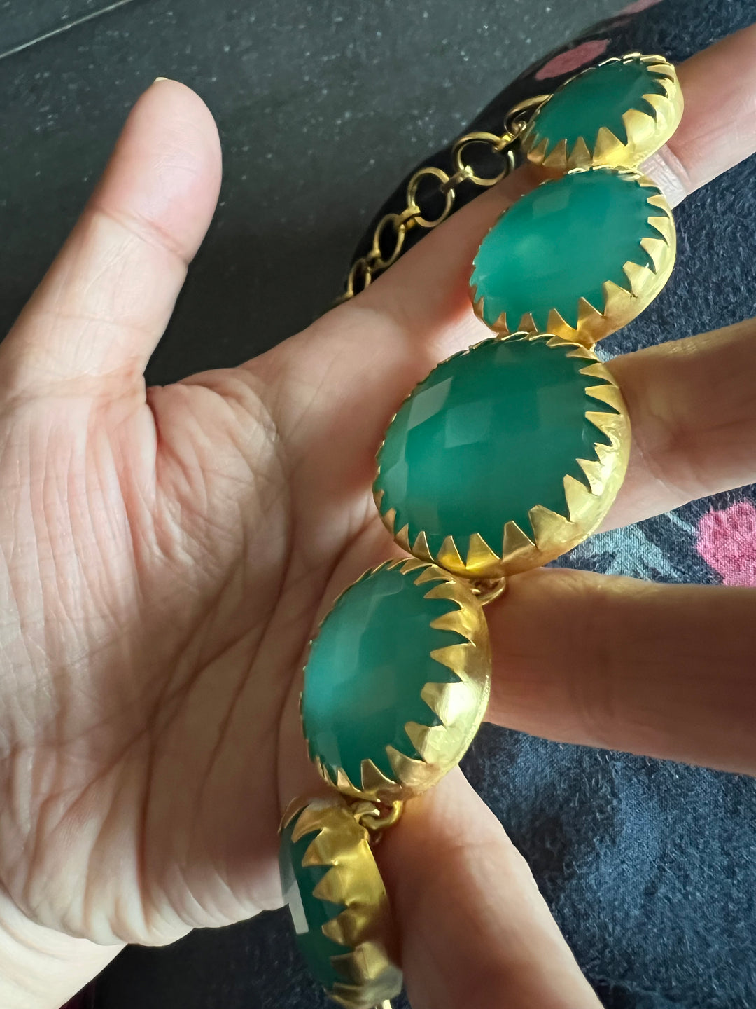 Handmade Brass Stone Choker | Adjustable Modern Gold Polish Necklace by SHIVKA