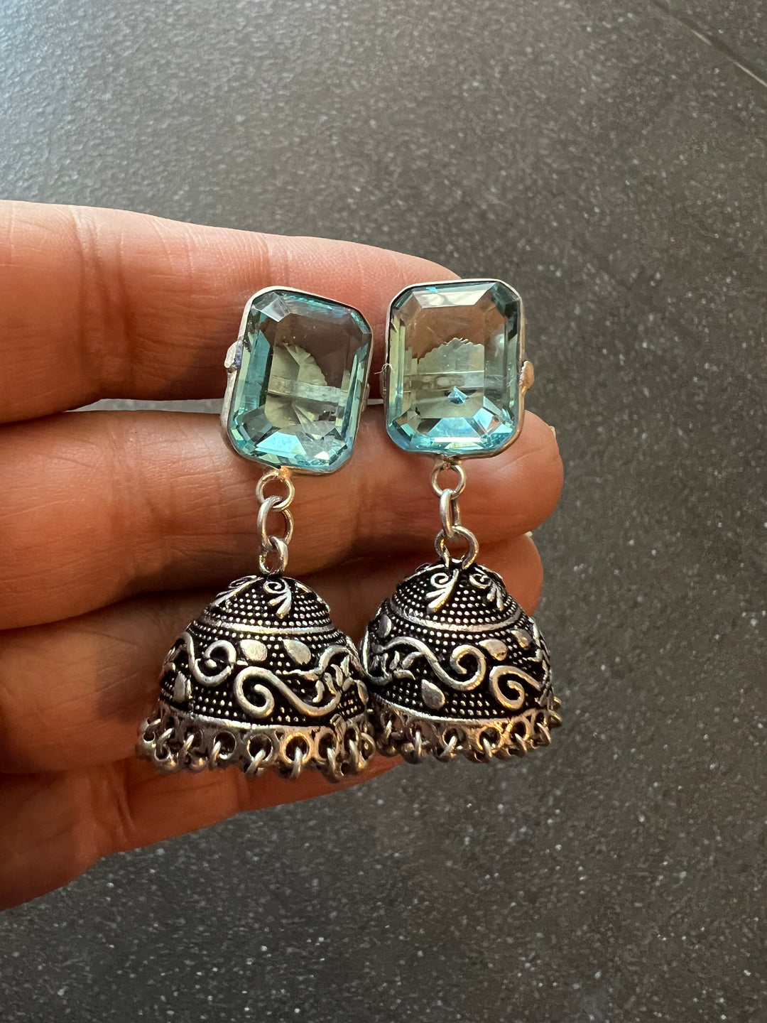 Vintage Charm: Designer Antique Stone Jhumkis (Premium Quality)