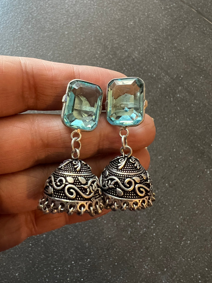 Vintage Charm: Designer Antique Stone Jhumkis (Premium Quality)