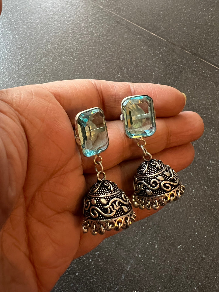 Vintage Charm: Designer Antique Stone Jhumkis (Premium Quality)