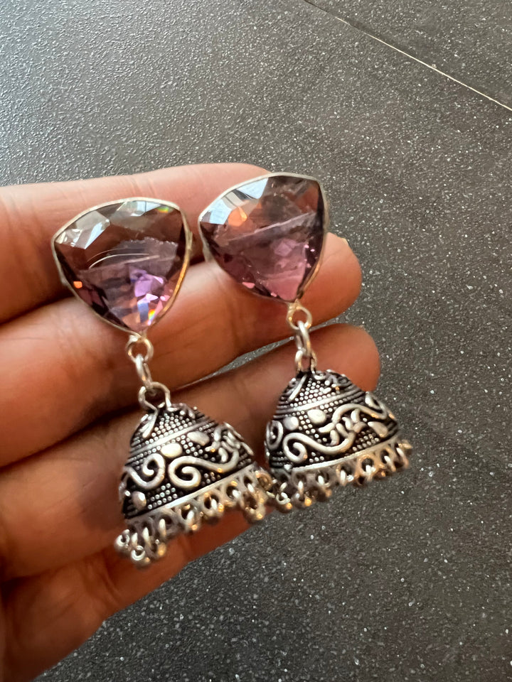 Vintage Charm: Designer Antique Stone Jhumkis (Premium Quality)