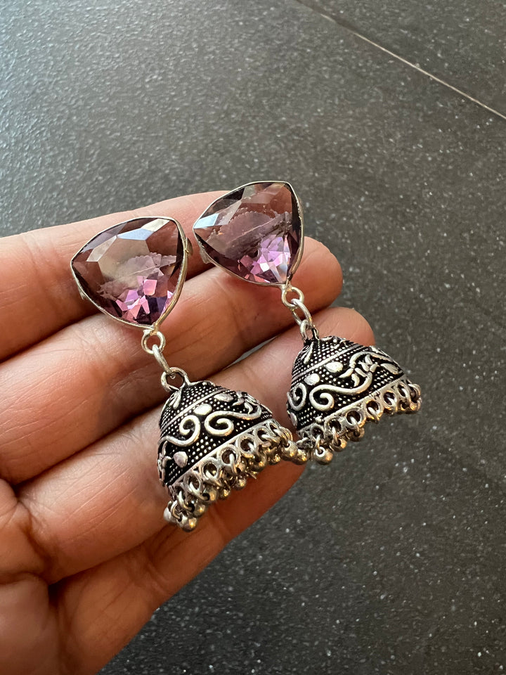 Vintage Charm: Designer Antique Stone Jhumkis (Premium Quality)