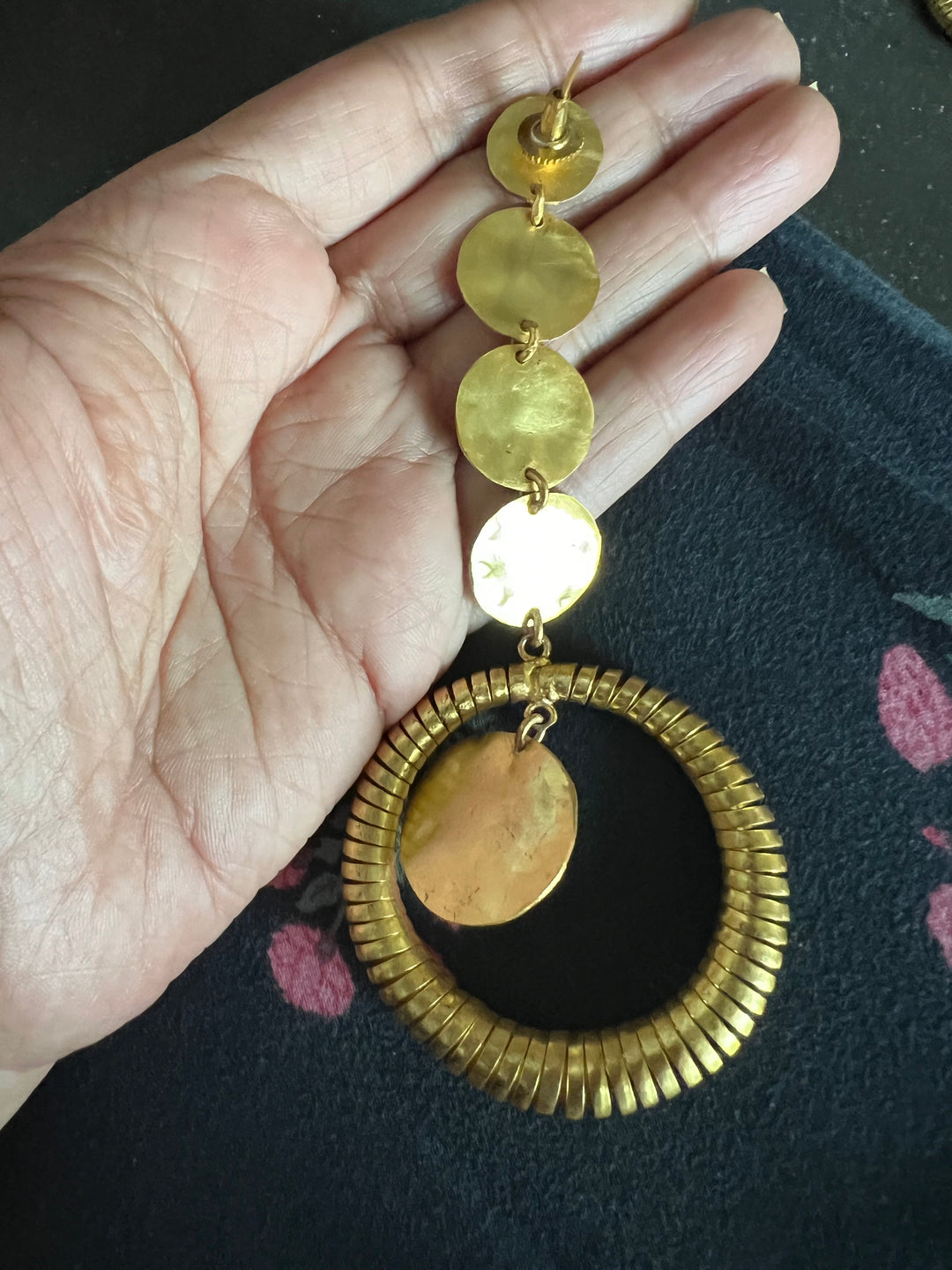 Handmade Statement Baroque Pearl Danglers | Modern Gold Polish Brass Earrings by SHIVKA